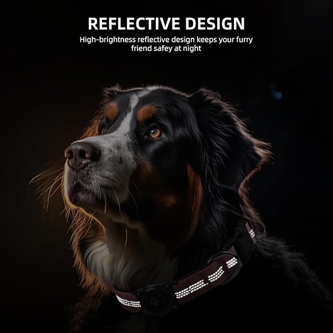 Upgraded AirTag Dog Collar, IP68 Waterproof Air Tag Dog Collar Holder, Reflective, Ultra-Durable, Comfortable Padded, Heavy Duty Dog Collars for Small Medium Large Dogs (S (10.6"-13.6"), Pink)