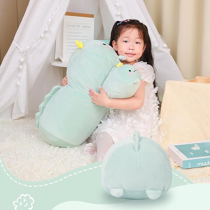 AIXINI 35.5 inch Cute Dinosaur Plush Stuffed Animal Cylindrical Body Pillow,Super Soft Cartoon Hugging Toy Gifts