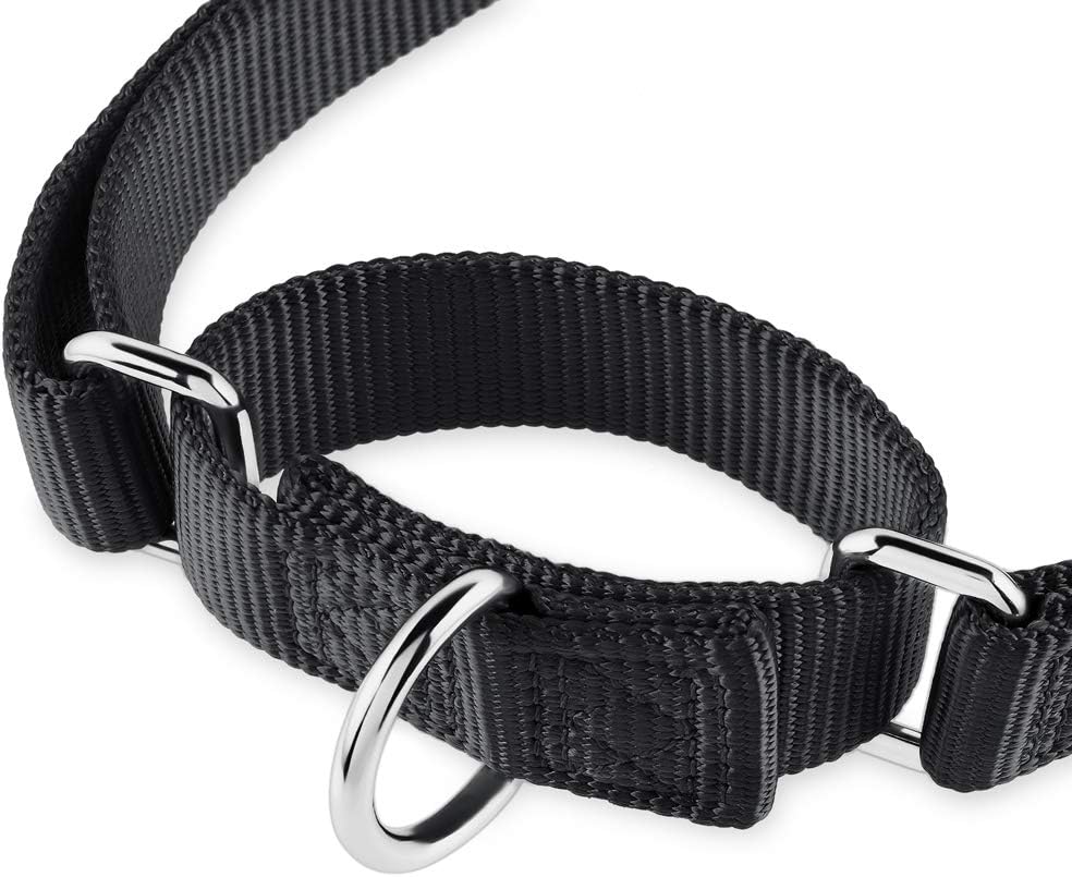 Hyhug Martingale Dog Collar Without Buckle: Anti Escape, No Slip Heavy Duty Nylon, Colorfast Adjustable Pet Supplies for Small Breeds(Small,Black)