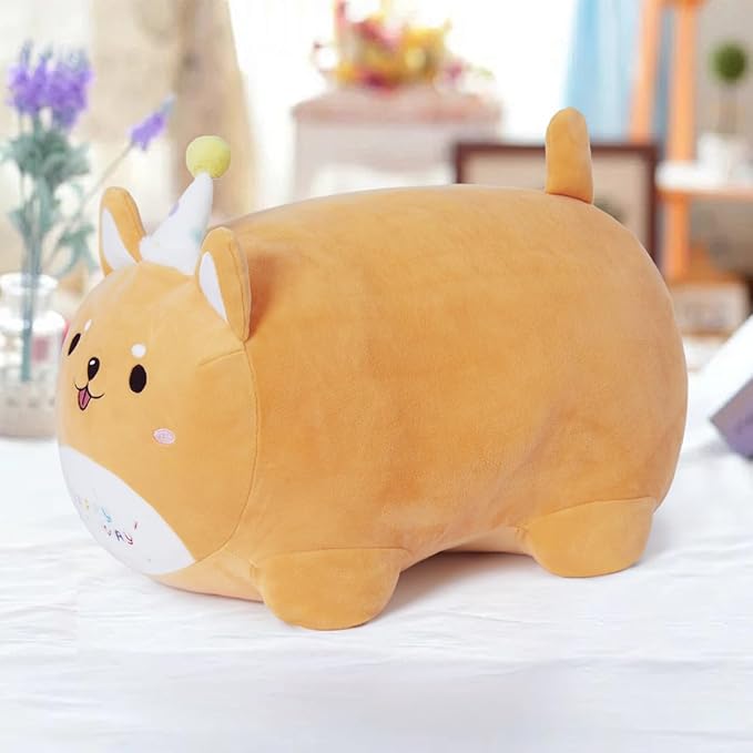 Happy Birthday Corgi Dog Plush Toy, Cute Birthday Colorful Puppy Stuffed Animal, Dog Plush Pillow for Girls Kids(Corgi,40cm/15.7inch)