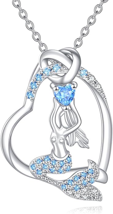 YAFEINI Animal Necklace Sterling Silver Moonstone/Turquoise/Abalone Shellfish Pendant Animal Necklace Cute Animal Jewelry Birthday Gifts Woman