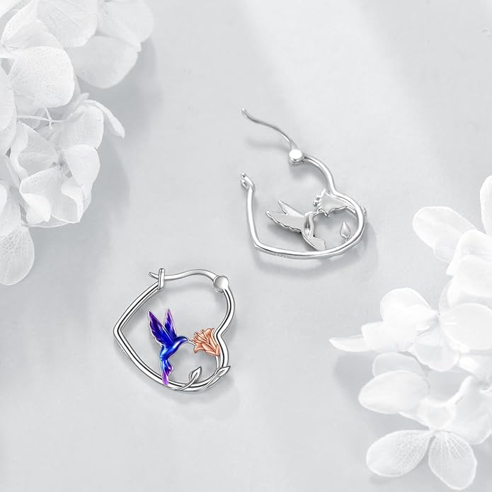 YFN Animal Earrings Sterling Silver Animal Heart Hoop Dangle Earrings Cute Jewelry Gifts for Women