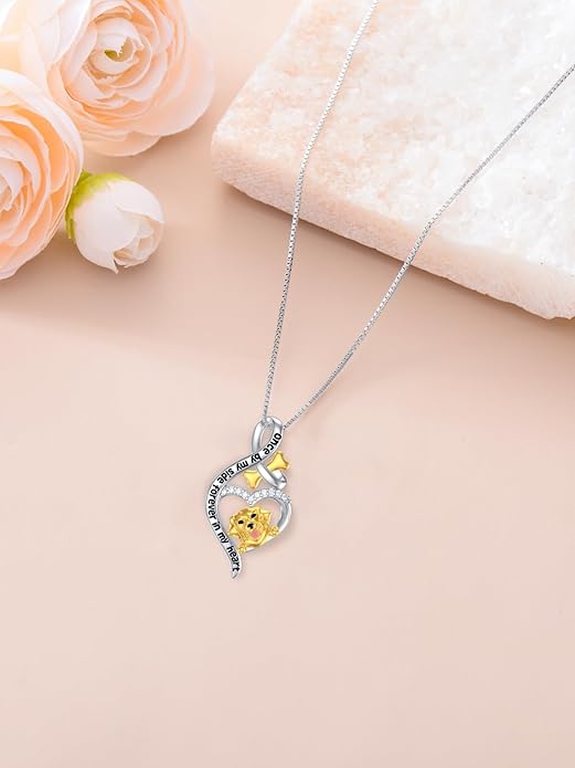 925 Sterling Sliver Yorkshire/Corgi/Labrador/Pug/Bulldog/Paw Print/Cross Necklace Cute Puppy Dog Necklace Jewelry Birthday Gifts for Women Girls Dog Lovers