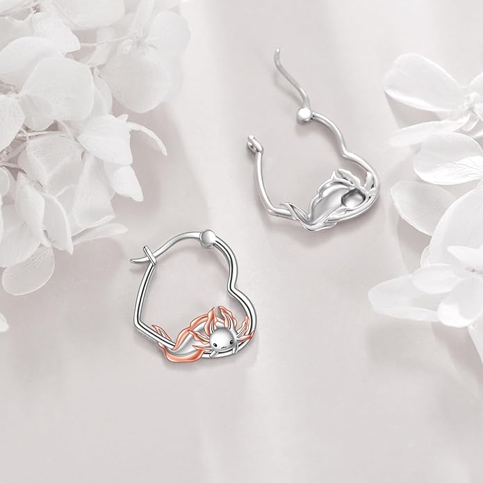 YFN Animal Earrings Sterling Silver Animal Heart Hoop Dangle Earrings Cute Jewelry Gifts for Women