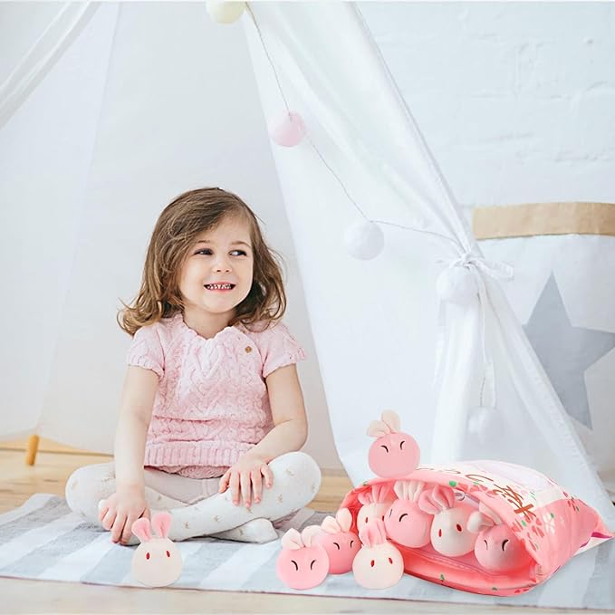 Kawaii Bunny Plush Pillow Throw Pillow, Cute Plushies Bunny Plush Toys, Removable Bunny Stuffed Animals, Bunny Gift for Kids Birthday Easter