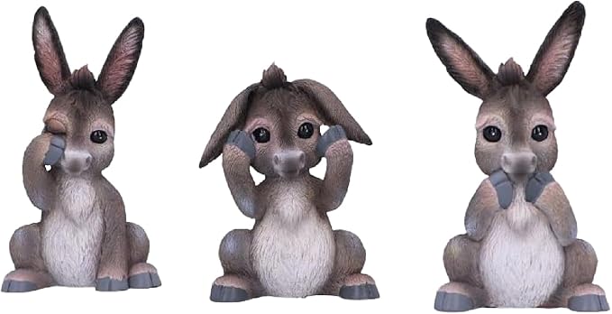 Nemesis Now Three Wise Donkeys, Grey, 11cm, Resin