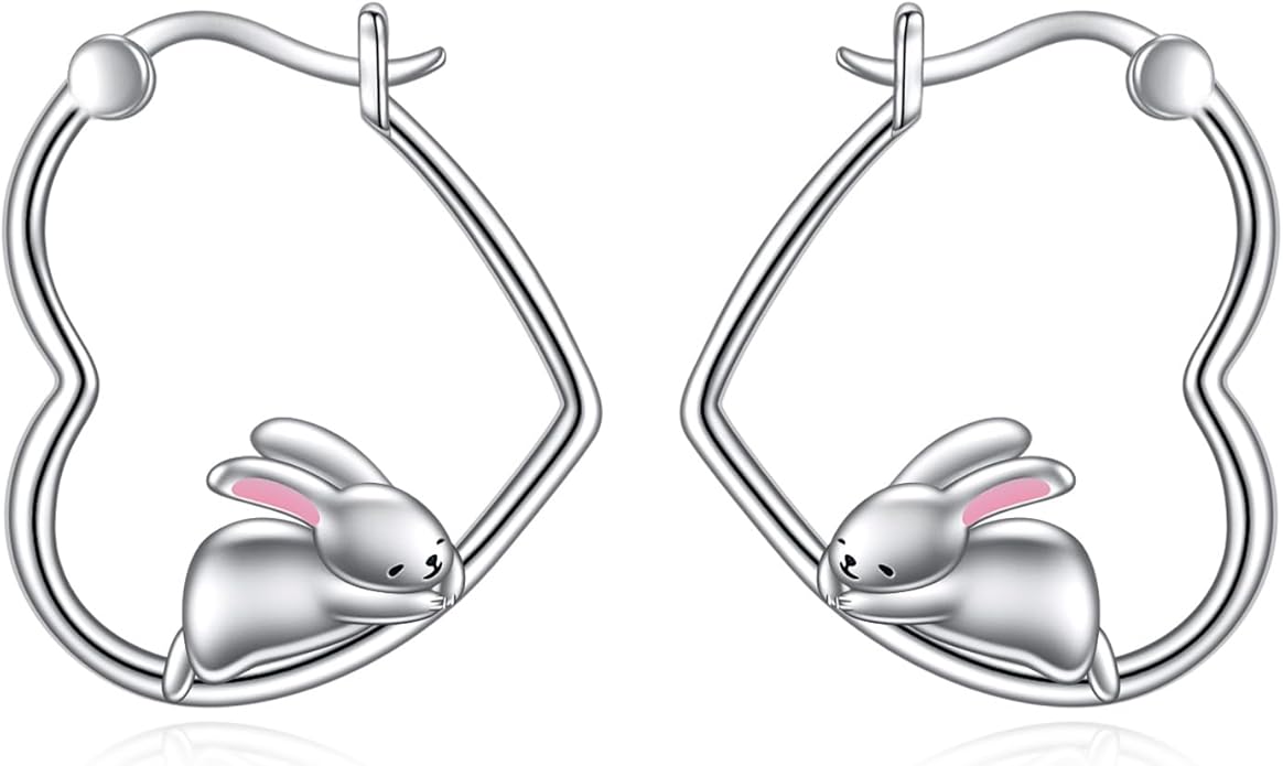 YFN Animal Earrings Sterling Silver Animal Heart Hoop Dangle Earrings Cute Jewelry Gifts for Women