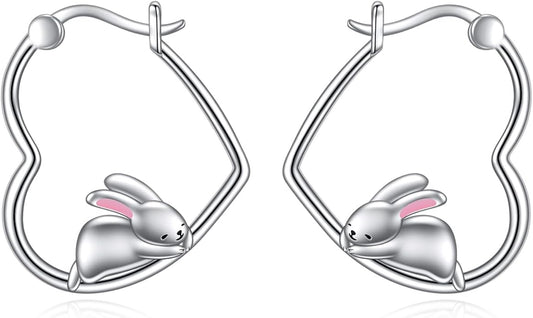 YFN Animal Earrings Sterling Silver Animal Heart Hoop Dangle Earrings Cute Jewelry Gifts for Women
