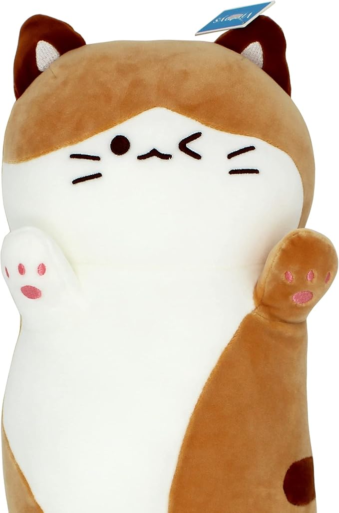Very Soft Cat Long Hugging Pillow Plush Kitten Kitty Stuffed Animals Brown 26"