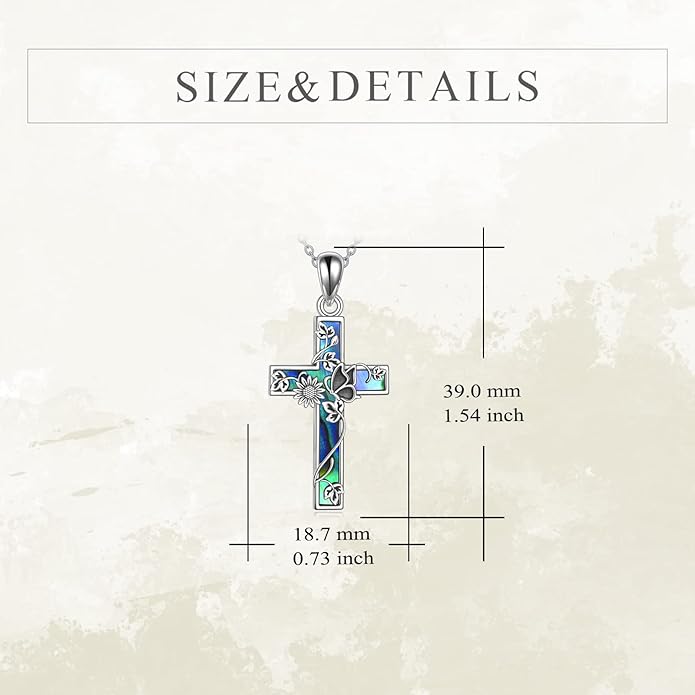 YFN Cross Necklace Sterling Silver Religious Cross Pendant Jewelry Christian Gifts for Women Men