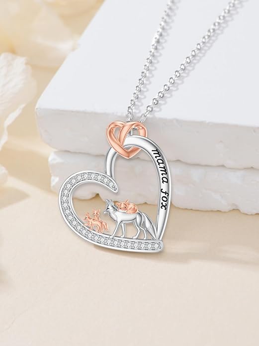 Mothers Day Gift for Mom 925 Sterling Silver Mama Bear/Dinosaur/Cat/Bird/Chicken Necklace with 1 2 3 4 5 Cubs Jewelry for Women Wife Grandma