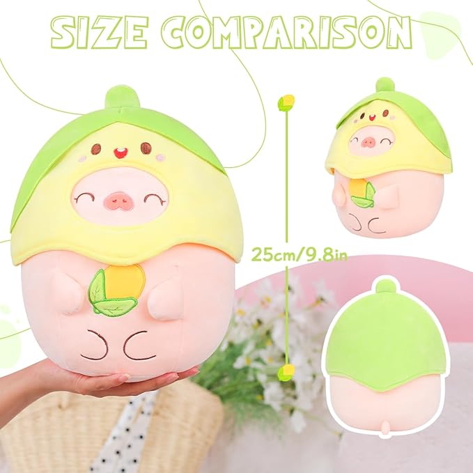 AIXINI Cute Corn Pig Plush Pillow 10" Piggy Stuffed Animal, Soft Kawaii Pig Plushie with Food Outfit Costume, Hugging Plush Squishy Pillow Toy