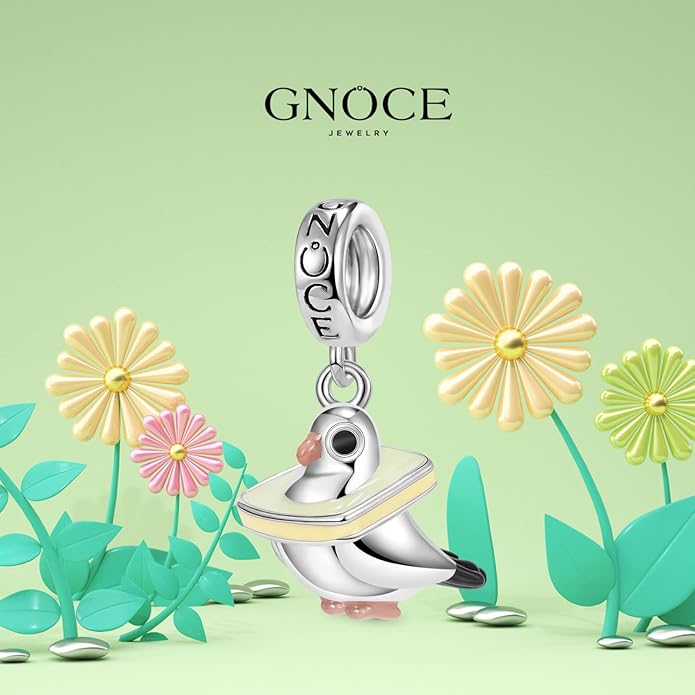 GNOCE Black Cat Riding Broom Pendant Charm 925 Sterling Silver Pigeon Dangle Charms Bead Fit Bracelet/Necklace For Women Mother's Day Gift (Pigeon)