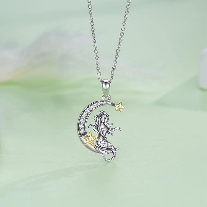 Highland Cow/Unicorn/Turtle/Moon Fairy/Axolotl/Owl/Mermaid/Cat/Cat and Girl/Frog/Wolf Necklace 925 Sterling Silver Animal Necklace Animal Jewelry Gifts for Women