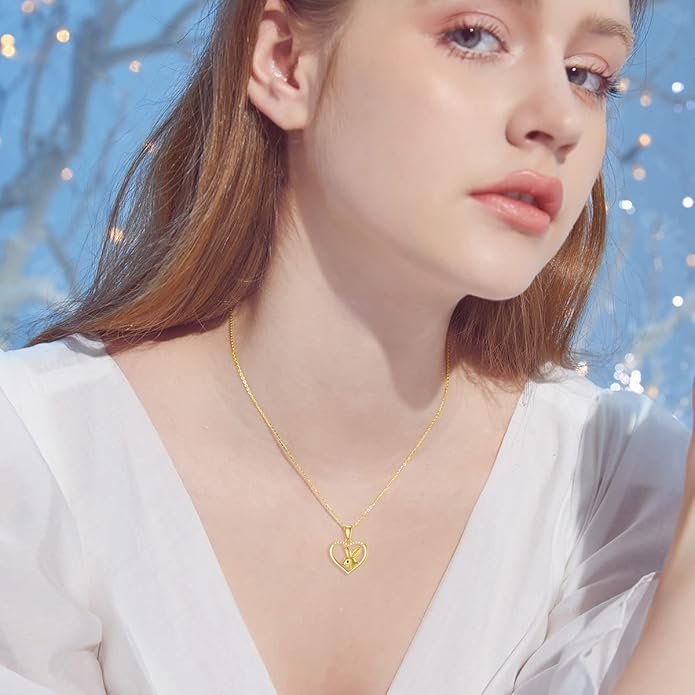 WSX 14K Real Gold Animal Necklace for Women, Bear/Cat/Rabbit/Elephant/Horse Pendant Charm Jewelry Gifts Mother Day Valentine Christmas