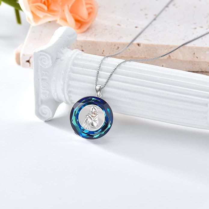 POPKIMI Cat Lover Pendant Necklace Dog Lover Necklace 925 Sterling Silver Crystal Cat Memorial Gifts for Women Animal Heart Jewelry Birthday Gifts