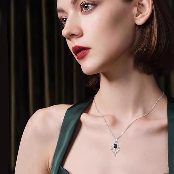 POPLYKE Spider/Butterfly/Fox/Killer Whale/Pande/Shark/Cat/Owl/Mermaid/Dragonfly Necklace 925 Sterling Sliver Animal Necklace Pendant Jewelry Gifts for Women