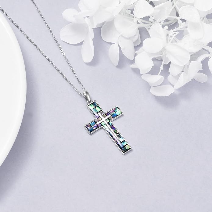 YFN Cross Necklace Sterling Silver Religious Cross Pendant Jewelry Christian Gifts for Women Men