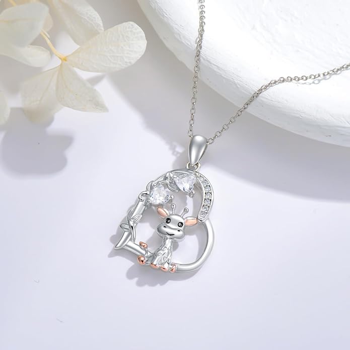 Heart Animal Necklace 925 Sterling Silver Cute Animal Pendant Jewelry Birthday Gifts for Women Girlfriend Mom Animal Lovers