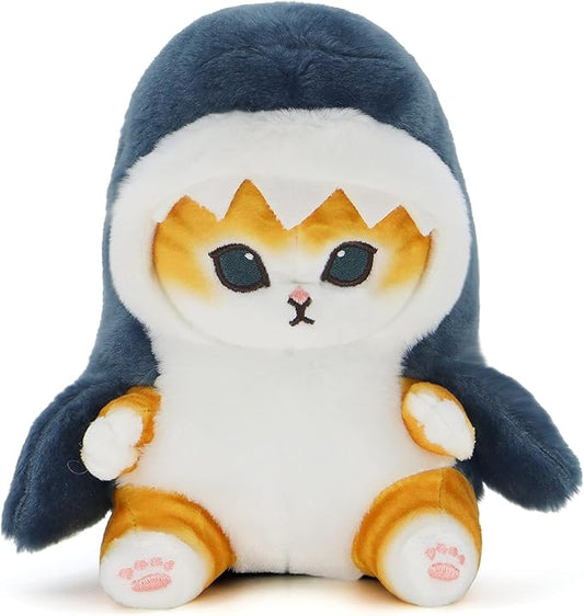 Kawaii Shark Cat Plush Toy Stuffed Animal Doll, Soft Pillow for Boys & Girls (Shark cat, 11.8in)