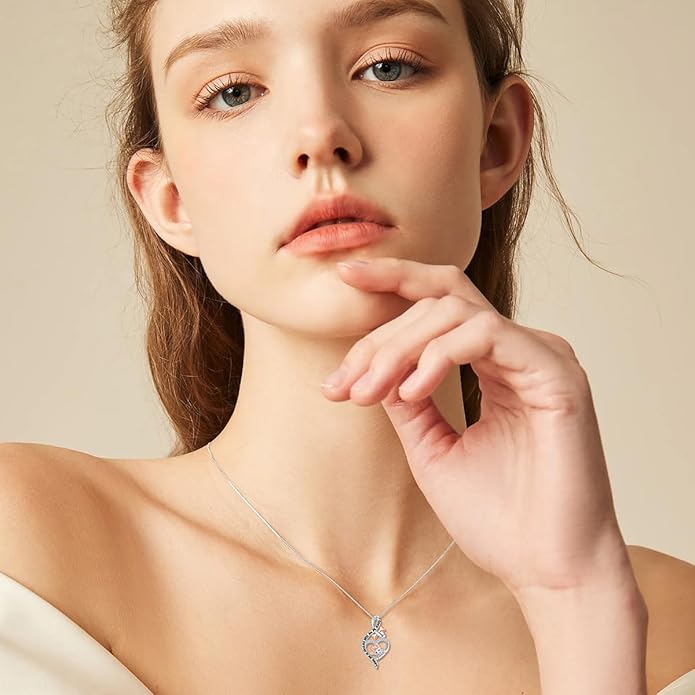 925 Sterling Sliver Yorkshire/Corgi/Labrador/Pug/Bulldog/Paw Print/Cross Necklace Cute Puppy Dog Necklace Jewelry Birthday Gifts for Women Girls Dog Lovers