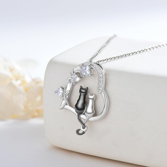 Heart Animal Necklace 925 Sterling Silver Cute Animal Pendant Jewelry Birthday Gifts for Women Girlfriend Mom Animal Lovers