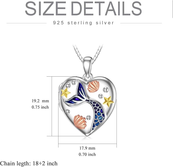 WINNICACA S925 Sterling Silver Heart Lockets Necklace That Holds Pictures Jewelry for Women Photo Pendant Necklace for Birthday Gifts