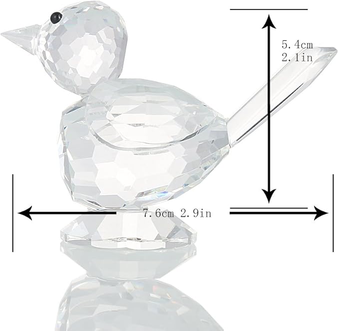H&D HYALINE & DORA Crystal Bird of Happiness Collectible Figurines Glass Animal Figurine for Table Home Decoration