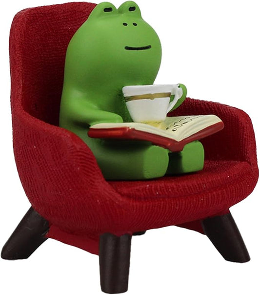 Miniature Frog Figurines - Funny Frog Sculpture for Shelf, Desk Decoration - Frog Desk Accessories - Perfect Cute Frog Gift for Frog Lovers (Red Sofa)