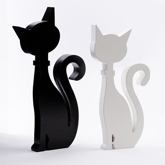 3PCS Halloween Cat Decorations Standing Cat Figurines,Gifts for Cat Lovers Women Kids,Black Cat Halloween Tabletop Decor, US-CAT-3