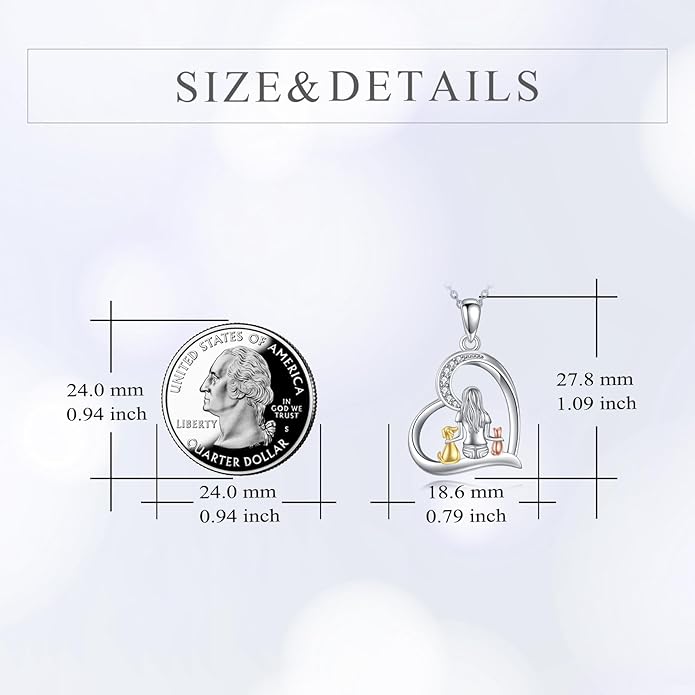 YFN Cat Necklace Sterling Silver Jewelry for Women Cat Jewelry Gifts