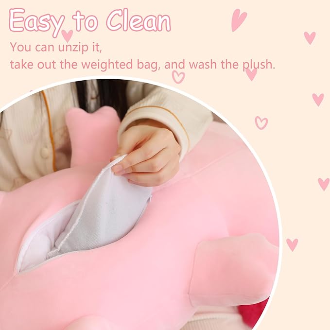 SQEQE Weighted Axolotl Plush, Weighted Axolotl Stuffed Animal, Cute Plushies Soft Pink Pillow Toy Gift for Kids Adults 23.6 Inch, 3.1 Lbs