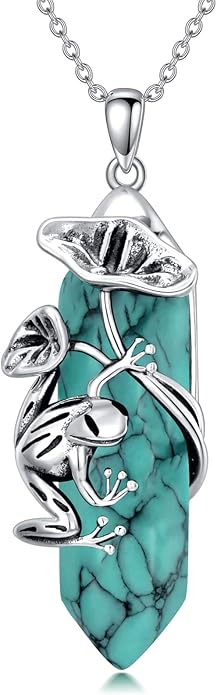 Frog Necklace 925 Sterling Silver Frog Pendant Birthstone Quartz Jewelry Gift for Women s Mom