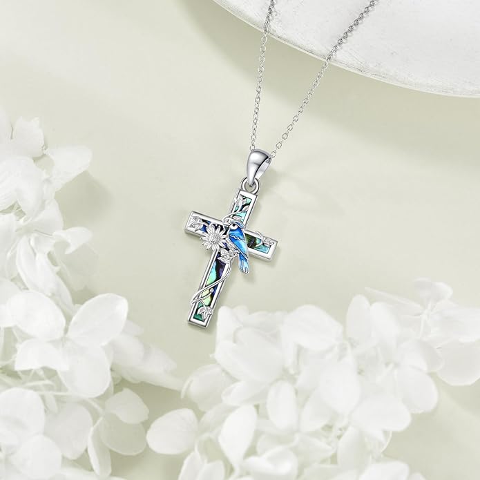 YFN Cross Necklace Sterling Silver Religious Cross Pendant Jewelry Christian Gifts for Women Men