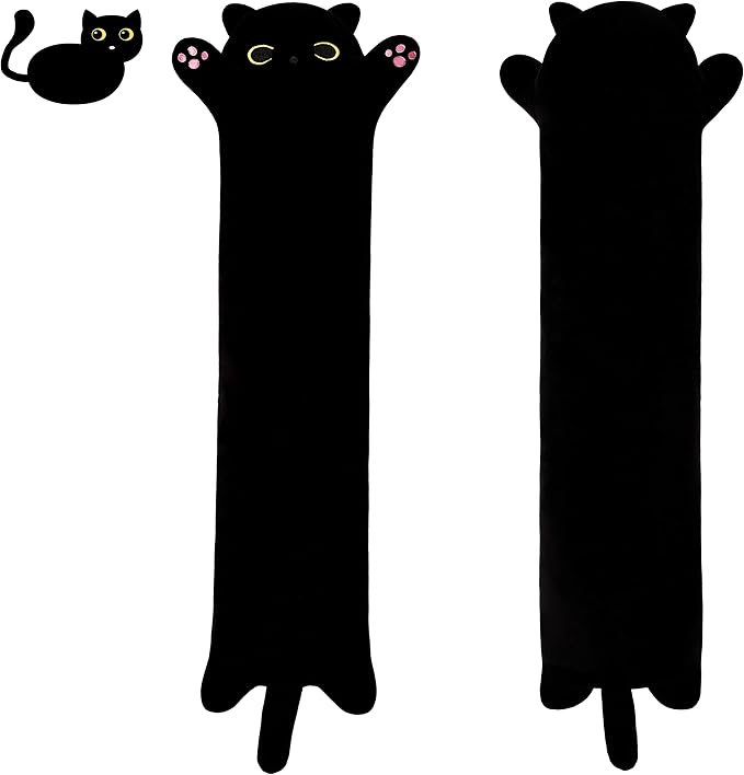 Long Black Cat Plush Toy - 27.5in Hugging Pillow, Cute Stuffed Animal Gift for Kids (70cm/27.5in)