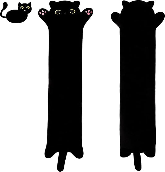 Long Black Cat Plush Toy - 27.5in Hugging Pillow, Cute Stuffed Animal Gift for Kids (70cm/27.5in)