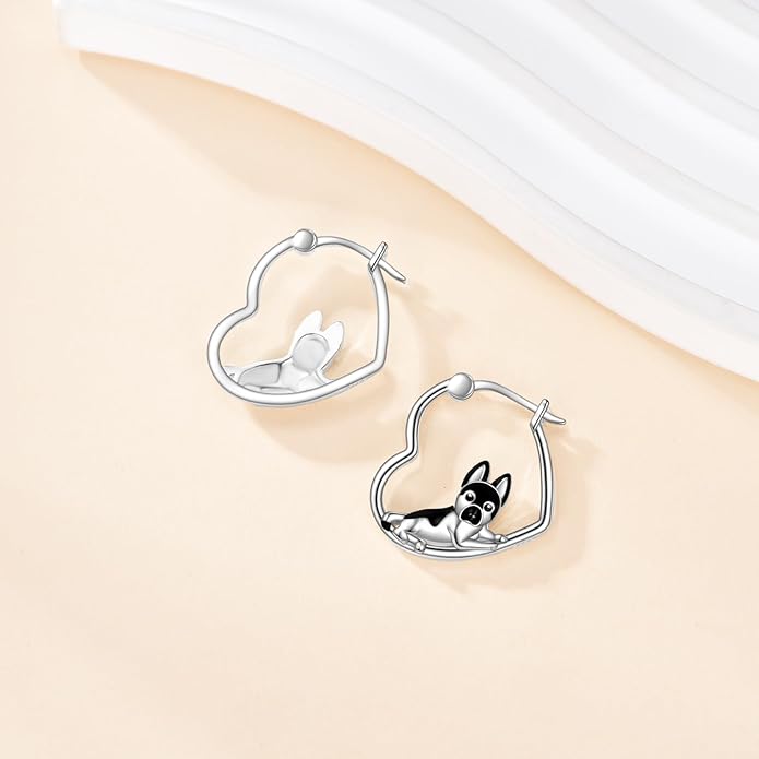 YFN Animal Earrings Sterling Silver Animal Heart Hoop Dangle Earrings Cute Jewelry Gifts for Women