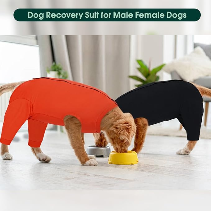 Kuoser Dog Recovery Suit for Rear Legs, Dog Surgical Suit with Pants Cover to Prevent Licking Wounds, Dog Onesie for Surgery Female Spay Male Neuter, Anti Licking Dog Recovery Leg Sleeve, Orange 3XL
