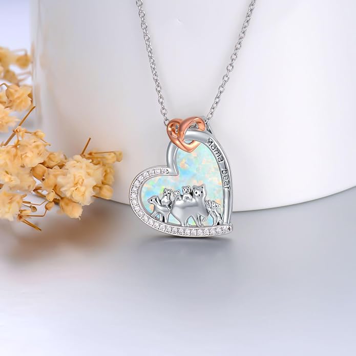 Mothers Day Gift for Mom 925 Sterling Silver Mama Bear/Dinosaur/Cat/Bird/Chicken Necklace with 1 2 3 4 5 Cubs Jewelry for Women Wife Grandma