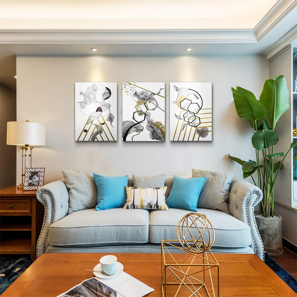 modern Abstract painting Canvas Wall Art for Living Room Wall Artworks Bedroom Decoration, 3 piece Framed office kitchen bathroom Wall decor inspirational Black and white abstract posters Home Decor