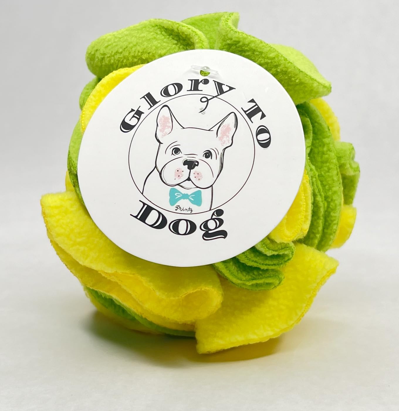 Glory To Dog Puppy and Small Breed Snuffle Interactive Foraging Dog Puzzle Ball Toy Lemon Lime Yellow and Green