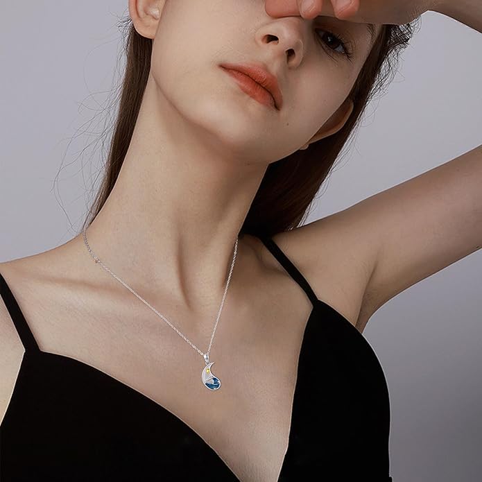 Yin Yang Matching Jewelry Set 925 Sterling Silver Yin Yang Friendship Couples BFF Pendant Necklace Jewelry for Her Him Women Men