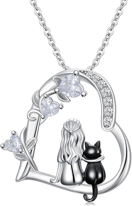 Heart Animal Necklace 925 Sterling Silver Cute Animal Pendant Jewelry Birthday Gifts for Women Girlfriend Mom Animal Lovers