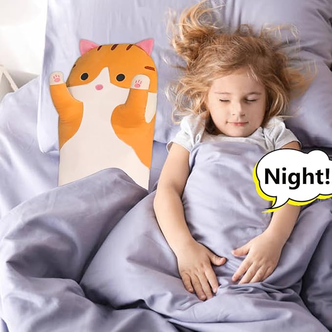 Orange Cat Long Plush Pillow Kitty Stuffed Animals Soft Sleeping Throw Pillow Doll Toy (Orange,35inches)