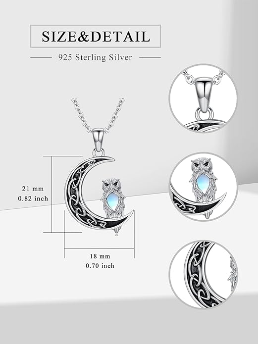 Fox/Cat/Axolotl/Sloth/Panda Necklace Crescent Moon Necklace 925 Sterling Silver Cute Animal Jewelry as Birthday Mothers Day Gifts for Women