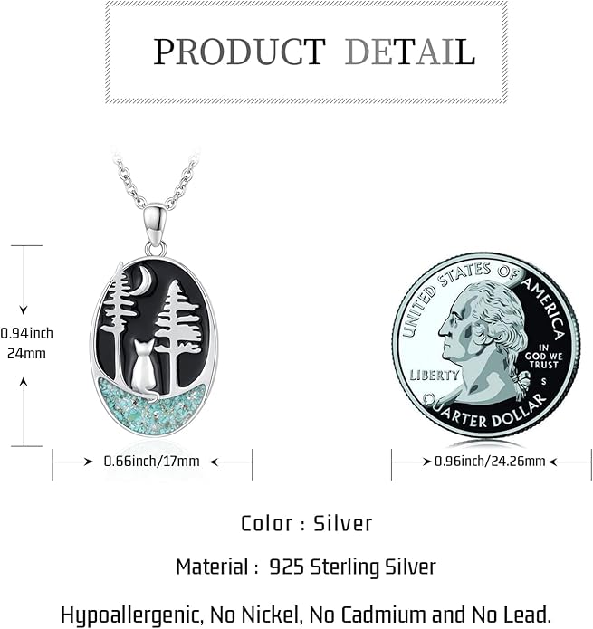 JUSTKIDSTOY Sterling Silver Cute Animal Pendant Necklace with Crystal Cat Pendant - Women's Cat Lovers Jewelry Gift