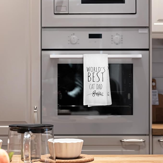 World's Best Cat dad Kitchen Towels, Cat dad Gifts for Cat Mom Cat Owner Cat Lovers, Cat dad Gifts from Kids Children, Cat dad Father's Day Birthday Gifts Tea Towels Kitchen Hand Towels 16x24 Inch