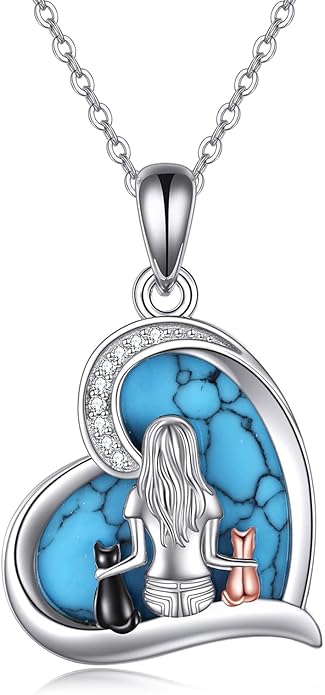 YFN Cat Necklace Sterling Silver Jewelry for Women Cat Jewelry Gifts