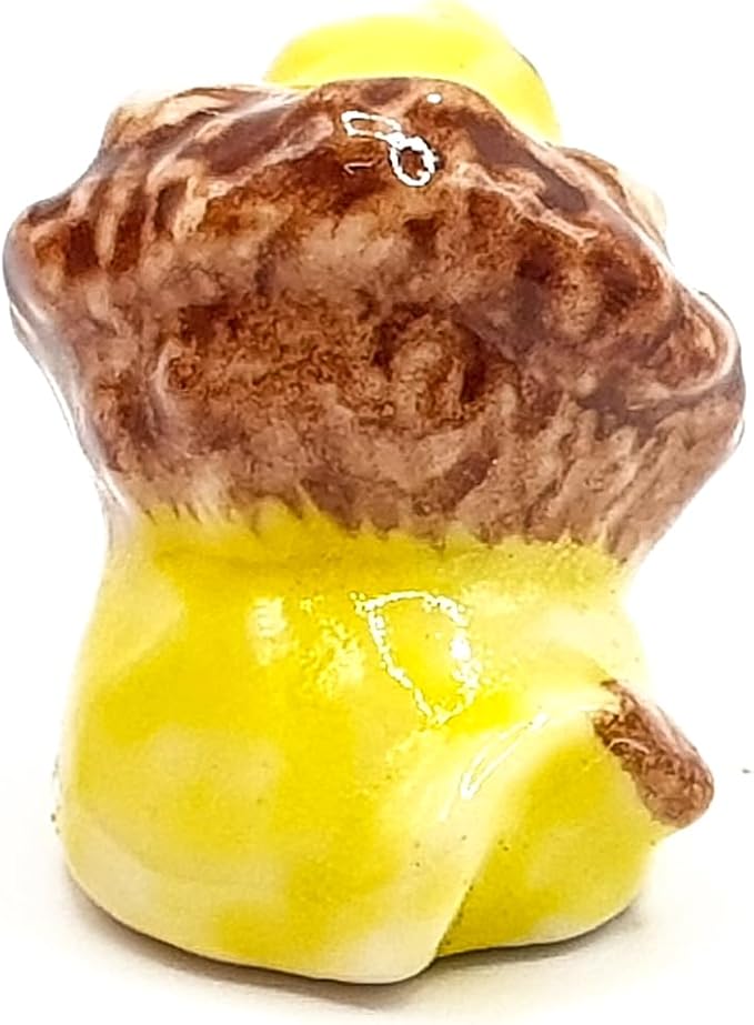 WitnyStore Tiny ½ Inch Yellow Brown Sit Lion Figurine - Miniature Hand Made Ceramic Panthera Wild Cats Tiger Jaguar Leopard Panthers Animals Small Porcelain Decorative Collectible Figures Décor Gifts