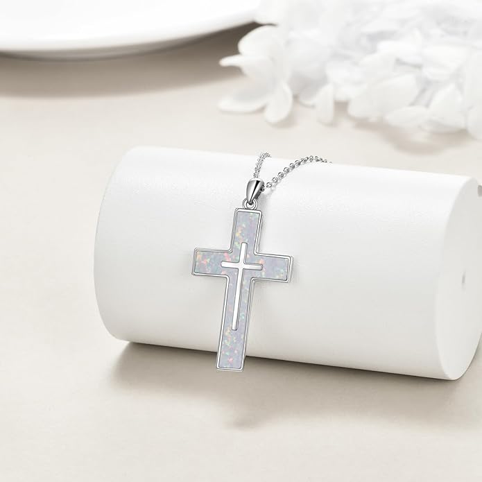 YFN Cross Necklace Sterling Silver Religious Cross Pendant Jewelry Christian Gifts for Women Men